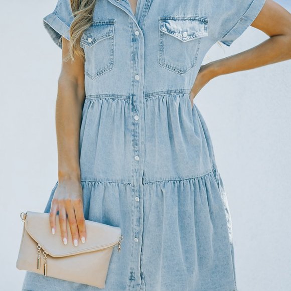 Denim Button Up Dress - Picture 2 of 8